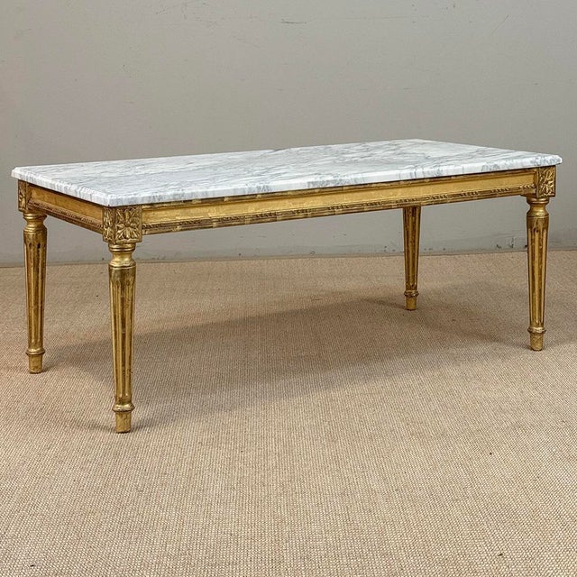 French Louis XVI Giltwood Coffee Table With Carrara Marble For Sale In Dallas - Image 6 of 18