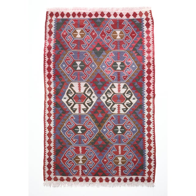 This is a one of a Kind Handmade Kilim from east pert of tTurkey Van. it is made Pure wool, it is in great color...