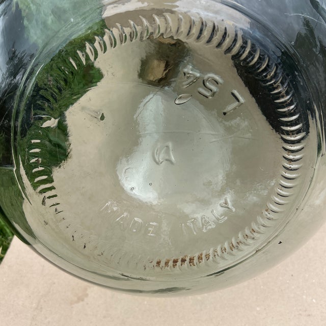 Glass Mid 20th Century Original Ambrosio Three-Piece Glass 14 Gallons Demijohn & Carboys in a Plastic Basket Italy For Sale - Image 7 of 12