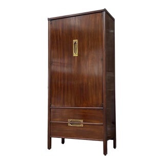 Bert England for Widdicomb Walnut Gentleman's Dresser Armoire Chest Orientation Group For Sale