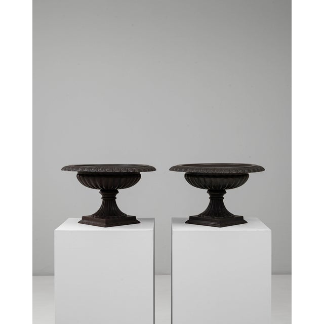 1900s French Cast Iron Tazza Urn Planters - A Pair For Sale - Image 18 of 18