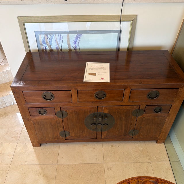 1900 - 1909 19th Century Qing Dynasty Elmwood Side Cabinet, Circa 1880 For Sale - Image 5 of 8