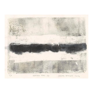 Presidio Play-07 Original Monoprint - 5*7 Abstract Landscape Almond Black Art Painting by Carrie Bergey For Sale