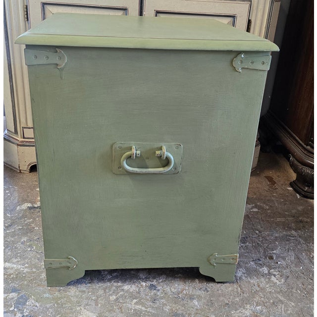 Light Green Vintage Sage Green Apothecary Drawers Side Table For Sale - Image 8 of 10