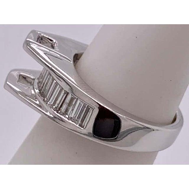 Antique White 14 Karat White Gold Ring Wedding Band With Diamond Baguettes For Sale - Image 8 of 12
