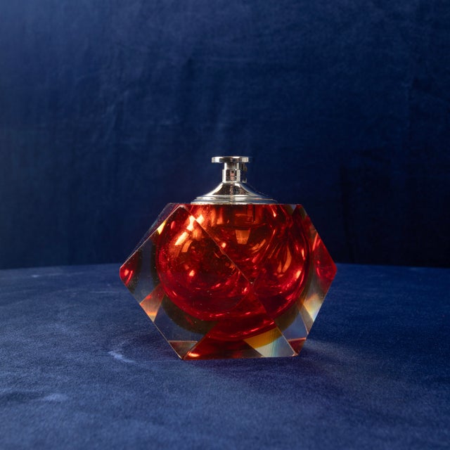 Faceted Murano Sommerso Glass Table Lighter by Alessandro Mandruzzato, 1970 For Sale - Image 12 of 18
