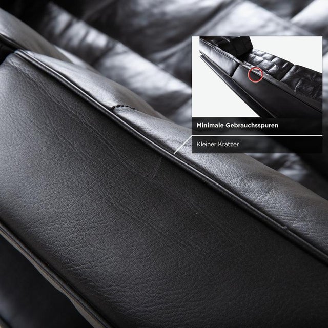 Three-Seater Sofa in Black Leather from de Sede For Sale - Image 14 of 18