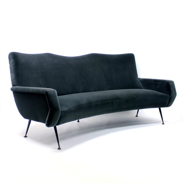 Mid-Century Italian Curved Velvet Sofa, 1950s For Sale - Image 14 of 14