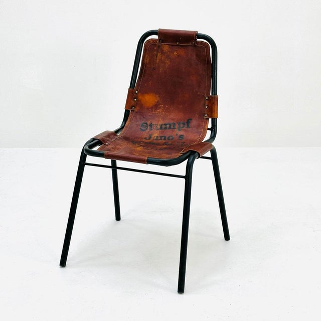 Bauhaus Les Arcs cognac leather Chair attributed to Charlotte Perriand, 1980s France Charlotte Perriand chair model “Les...