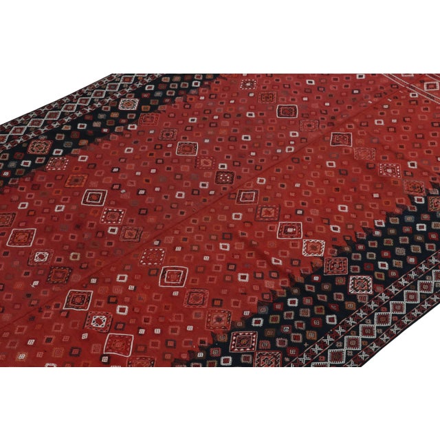 Late 19th Century Antique Verneh Kilim Rug in Red, Black, and White Embroidered Geometric Patterns For Sale - Image 5 of 7