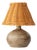 20th Century Modern French Studio Pottery Stoneware Table Lamp with Rattan Shade, 1950s For Sale