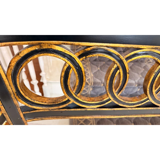 Maitland-Smith Neoclassical Black Lacquer & Gilt Upholstered Settee For Sale - Image 15 of 18