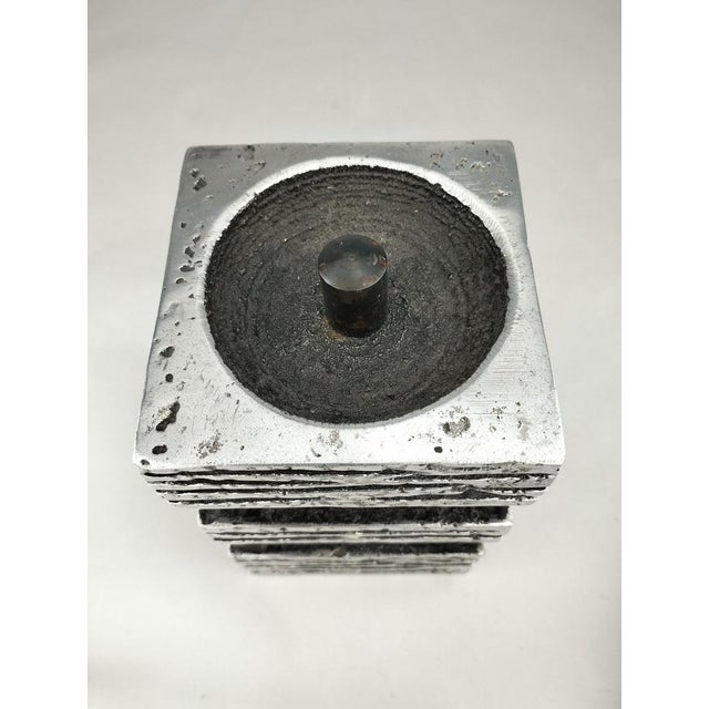 Black Brutalist Aluminum Candlestick, 1970 For Sale - Image 8 of 13