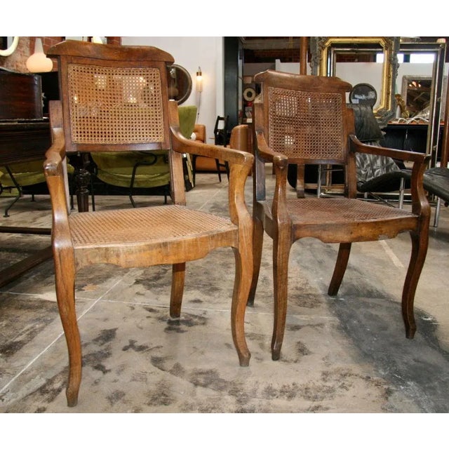 Italian Antiques Walnut Barber Chairs - a Pair For Sale - Image 3 of 10