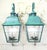 American Pair of Verdigris Finish Steel Outdoor Wall Sconces - Seeded Glass 22”x 10”x 11” For Sale - Image 3 of 14