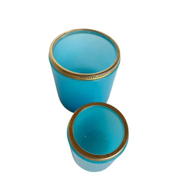 Metal 19th Century Italian Murano Blue Opaline Cups - A Pair For Sale - Image 7 of 7
