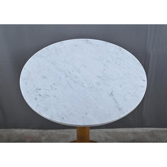 Early 20th Century Restoration Style Walnut and Marble Side Table For Sale - Image 6 of 14