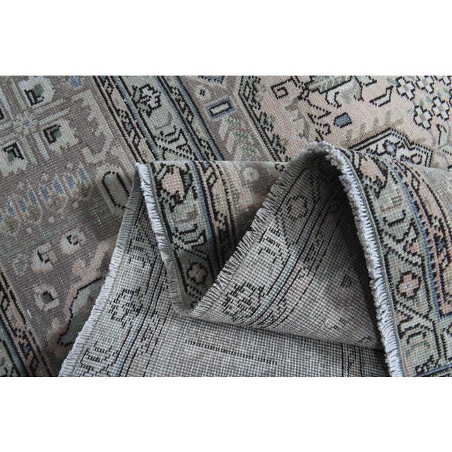 1970s Vintage Persian Handmade Wool Cotton Light Gray Area Rug For Sale - Image 11 of 11