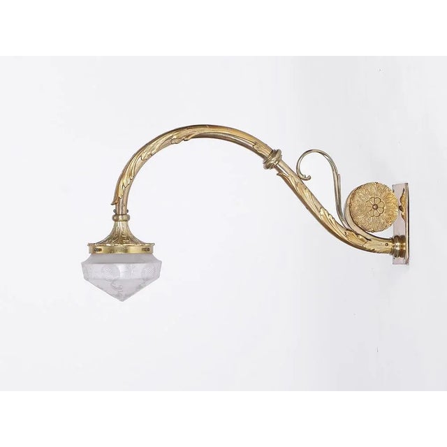 Metal Large Fire-Gowned Wall Lamp, 1900s For Sale - Image 7 of 11