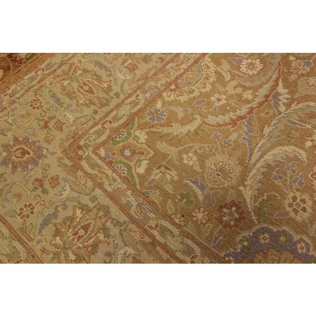 Textile 1980s Shabby Chic Hertitage Lt. Brown/Lt. Tan Wool Rug - 4'7 X 6'11 For Sale - Image 7 of 8