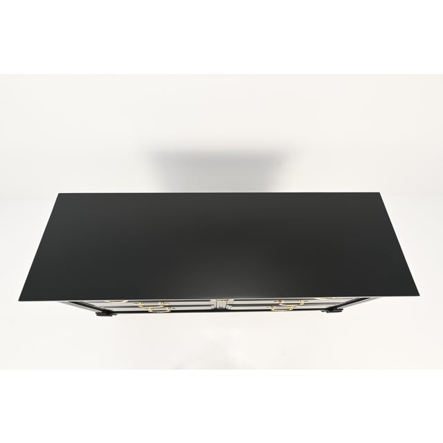 Elegant French Regency Style Black Lacquered Dresser by Davis Cabinet Co. | Newly Refinished For Sale In South Bend - Image 6 of 15
