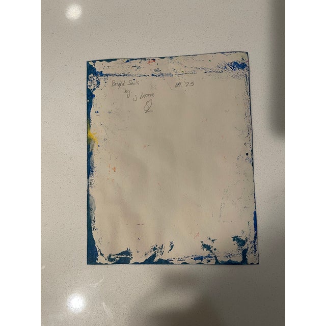 Original Mixed Media Artwork “Bright Sails”, Oil Pastels and Acrylic Paint on Fine Art Paper, Framed, Signed. For Sale - Image 9 of 9