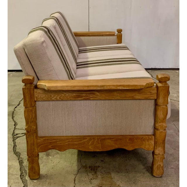 1960s Danish Modern Henning Kjaernulf Style Oak Framed Sofa For Sale In New York - Image 6 of 9