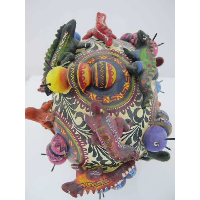 Late 20th Century Alfonso Castillo Orta Caterpillars Day of Dead Skull Mexican Folk Art Pottery For Sale - Image 5 of 16