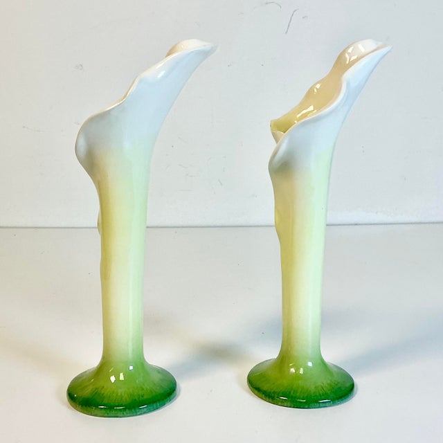 Vintage Boho Chic Hollywood Regency Trompe L’Oeil Calla Lily Candlestick Holders - A Pair. For Sale - Image 9 of 11