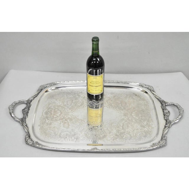 Vintage 1847 Rogers Bros Heritage 9492 Large Silver Plated Serving Platter Tray. Circa Mid 20th Century. Measurements:...