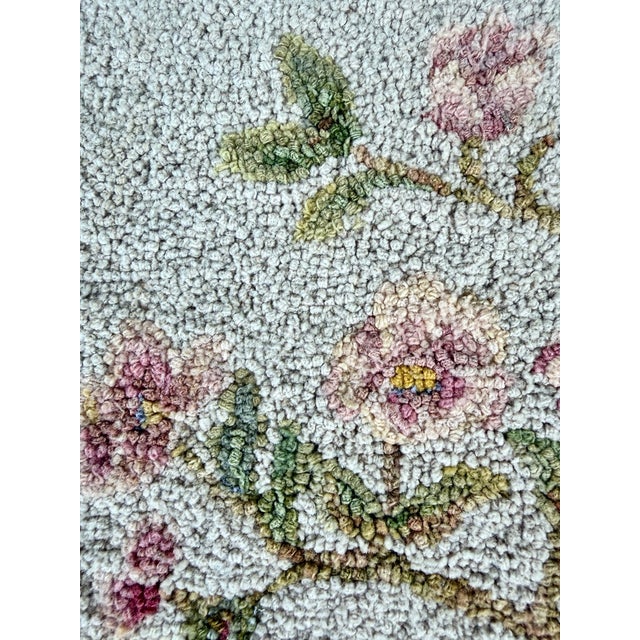 1930s American Floral Hooked Rug Wall Hanging With Roses and Delft-Style Vase, Circa 1930’s For Sale - Image 5 of 18