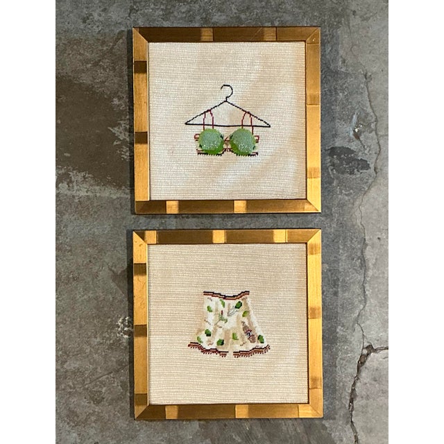 Vintage Original Needlepoint Swimsuit - Set of 2 For Sale - Image 11 of 12