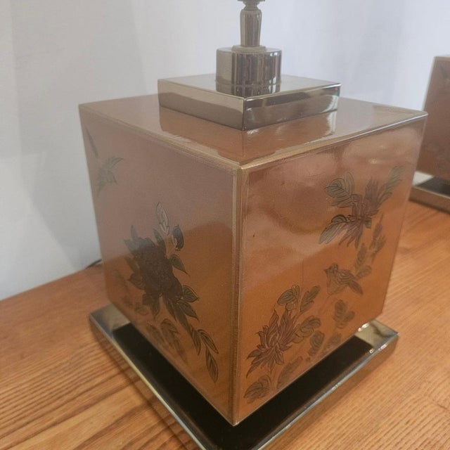 Brown Chinoiserie Style Laquered Lamps, France, 1970s, Set of 2 For Sale - Image 8 of 12