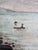 Antique American Folk Art Mountain Lake Landscape Oil Painting on Artist’s Board, C. 1900 For Sale - Image 9 of 12