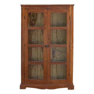 Vintage Colonial Scholar's Vitrine Teak Bookcase For Sale