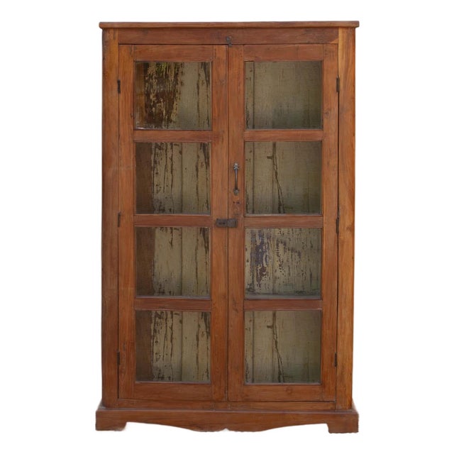 Vintage Colonial Scholar's Vitrine Teak Bookcase For Sale