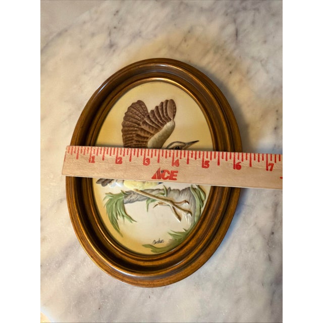 White 1950s Boehm Porcelain Fledgling Wall Art Bas-Relief Oval Frame For Sale - Image 8 of 9