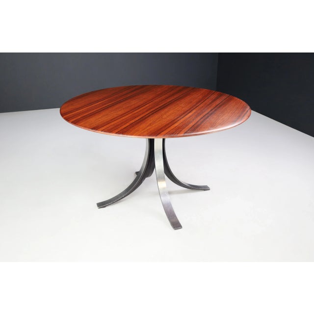 Black Round Dining Table in Walnut & Steel attributed to Osvaldo Borsani and Eugenio Gerli for Tecno, 1965 For Sale - Image 8 of 10