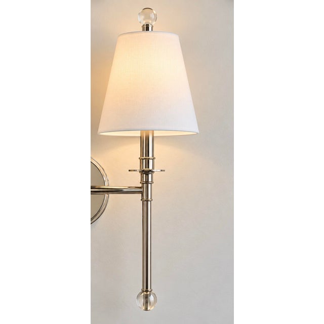 Newell Wall Mounted Double Arm Sconce With Fabric Shade Set or 2 For Sale In West Palm - Image 6 of 7