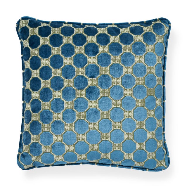 Contemporary Schumacher Octavia Velvet Peacock Two-Sided Pillow - 18ʺW × 18"H For Sale In New York - Image 6 of 6