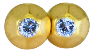 Late 20th Century 18k (750) Yellow Gold - Natural Round VVS-vs Diamond: Womens Earrings, Set of 2
