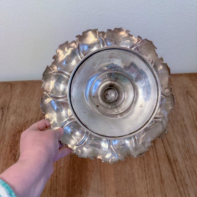 Late 19th Century Antique Meriden Britannia Repoussé Hollowware Sterling Pedestal Compote For Sale - Image 5 of 9