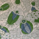 Image of Christopher Farr Carnival Linen Fabric in Green and Blue -2 1/2 Yards For Sale