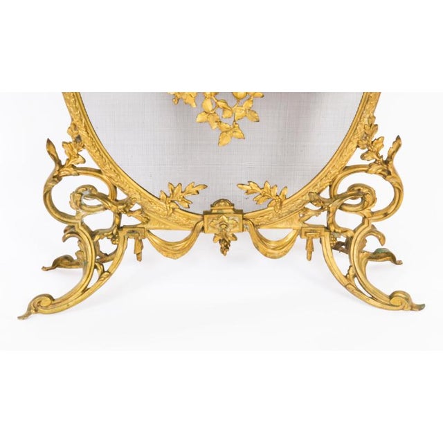Antique French Rococo Revival Brass Fire Screen, 1800s For Sale - Image 5 of 13