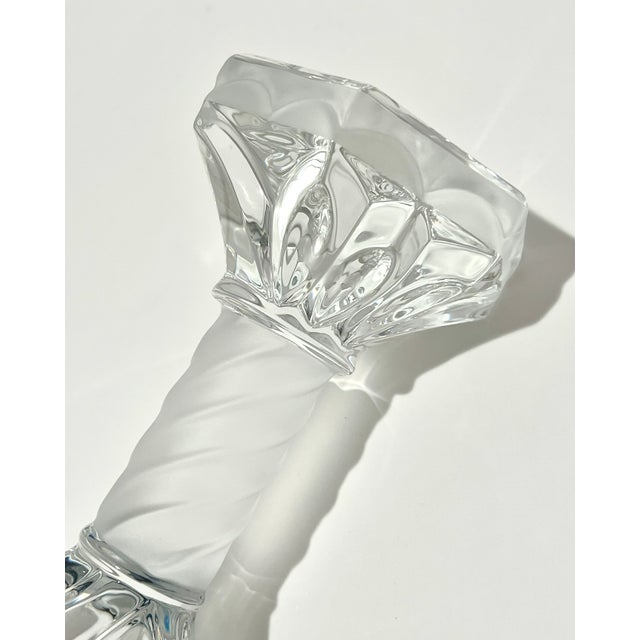 St Louis “Flore Et Pomone” French Lead Crystal Candlestick, Frosted Spiral Stem For Sale - Image 13 of 16