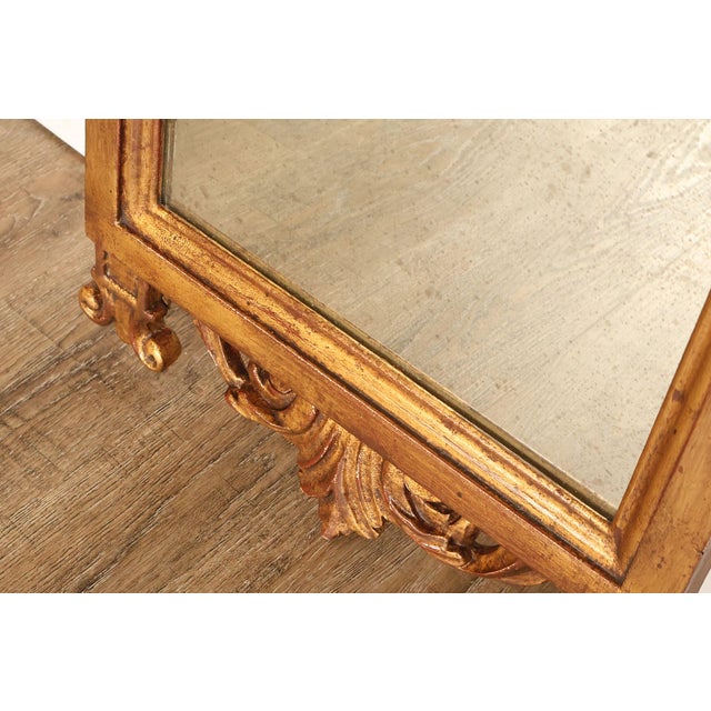 Italian Giltwood Narrow Vintage Wall Mirror Mirror For Sale - Image 15 of 18