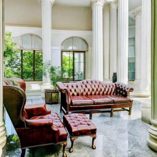 2010s Elevate Your Living Space With the Timeless Elegance of This Exquisite Chesterfield Leather Set by Brandon Furniture of Nc. For Sale - Image 5 of 12