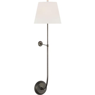 Suzanne Kasler for Visual Comfort Signature Wyatt 39" Statement Sconce in Bronze with Linen Shade For Sale