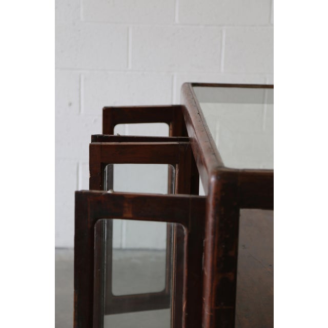 1950s Indonesian Solid Burmese Teak Store Display Cabinet Bar For Sale - Image 9 of 12