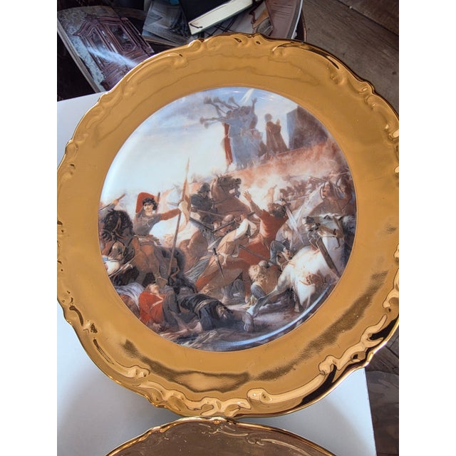 Ceramic Six Old Master Renaissance Art Cabinet Plates With Gold Exterior Rims For Sale - Image 7 of 14